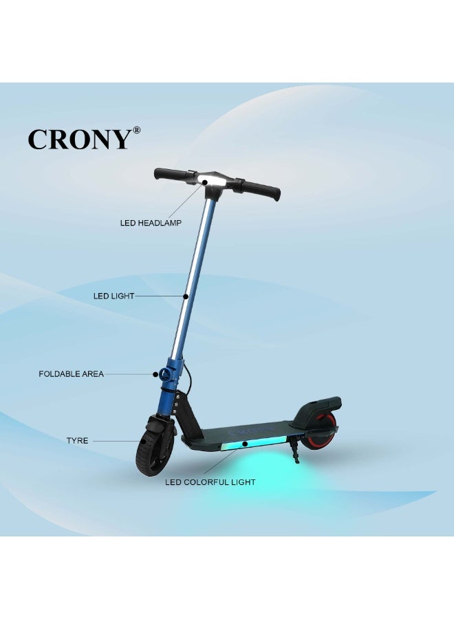 Crony S31 Children's Electric Scooter – 130W Motor, 10-16KM/H Speed, 21V/2.5AH Battery, 5-8KM Range, Foldable & Portable, Aluminum Alloy Frame, LED Display & Lights, Foot Brake, Safe Electric Scooter for Kids, Teens, and Young Riders, Easy-to-Use E-Scooter for Beginners, Eco-Friendly Battery-Powered Ride for Children, Lightweight Kids Motorized Scooter, Electric Kick Scooter for Toddlers, Small & Kid-Friendly E-Scooter, 100KG Max Load, LED Light Base, Safe Braking System, Ideal for Short Commutes, Charging Time 2-3 Hours, Compact Design for Easy Storage, Easy Folding Mechanism, Durable and Sturdy Frame,Perfect Scooter for Outdoor Adventures, Youth Electric Rideable, Portable Electric Scooter with Safety Features, Ideal for Kids Who Want to Explore, Fun and Practical Scooter for Family Rides, Suitable for Youth Riders, Electric Scooter with Speed Control for Safe Riding, Perfect Gift for Kids and Teens，S32/S31, Blue - Image 2